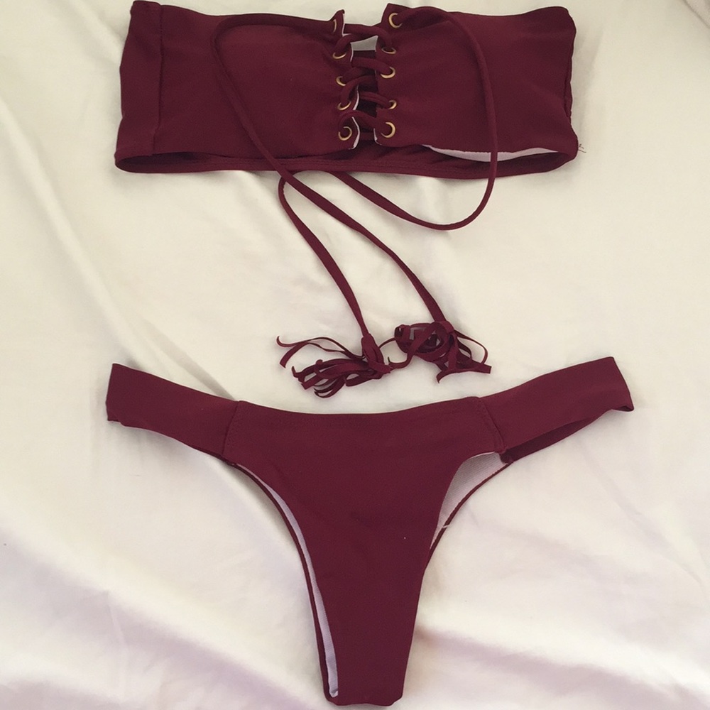 Burgundy 2 piece bikini